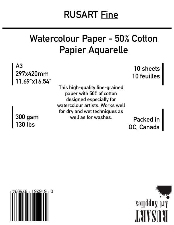 Papier aquarelle coton - 300 g/m² (130 lbs)